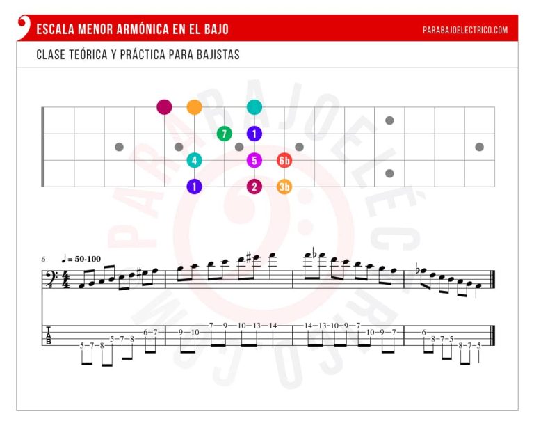 Escala Menor armónica 】 Explicación y Ejercicios para Bajo