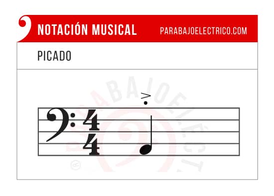 Signo musical del Picado en Notación musical