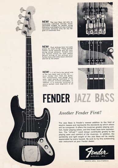Primer anuncio de un Fender Jazz Bass en 1960